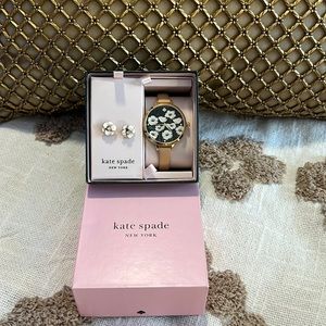 kate spade new york metro three-hand flower watch and earring set